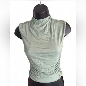 Hello Molly Sage Green Ruched High Neck Tank
